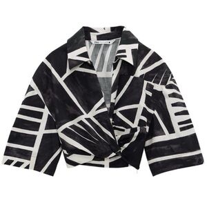 Zara Monochrome Zebra Print Blouse